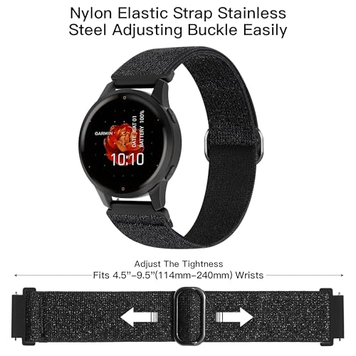 5 Pack Stretchy Nylon Watch Bands Compatible with Garmin Venu 3S/2S/Forerunner 265S,18mm Soft Elastic Fabric Adjustable Sport Strap for Garmin Vivoactive 4S/Forerunner 255S/255S Music Women Men