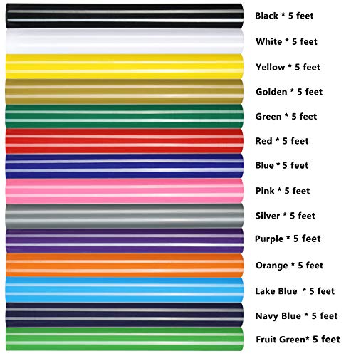 Iron-On Golden Vinyl Rolls - 12" x 8ft Glossy HTV Vinyl for T-Shirts