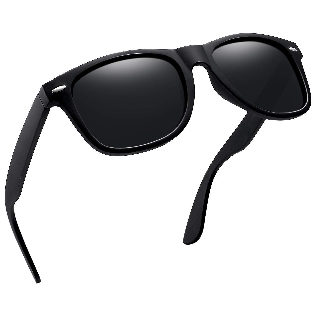 Joopin Polarized Sunglasses UV400 Trendy Square Shades for Men Women Retro Sun Glasses Sunnies (Black Simple packaging)