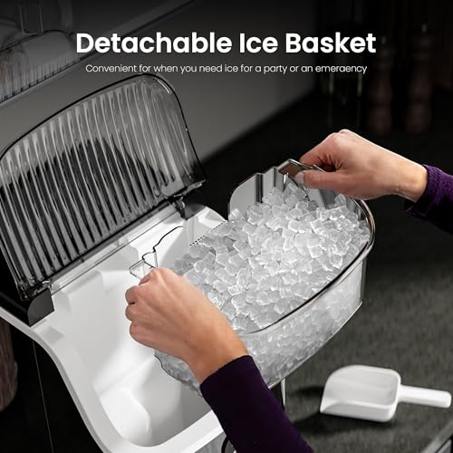Nugget Ice Makers Countertop, 35Lbs/24H Portable Ice Maker Machine with Chewable Ice, Sonic Ice Makers Countertop with Self-Cleaning Function/Ice Scoop/and Ice Basket for Home & Kitchen(Silver)