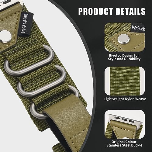 Wristitani Compatible With Band, 49mm 45mm 44mm 42mm 41mm 40mm 38mm Replacement Straps for iWatch Series Ultra/8/7/6/SE/5/4/3/2/1 for Men Women (ArmyGreen, 42/44/45/49mm)