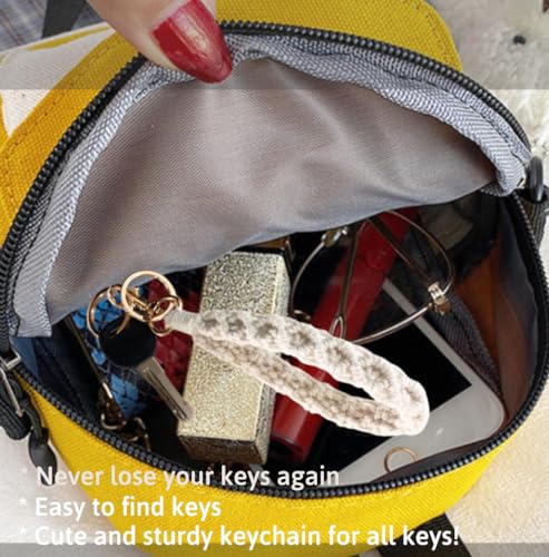 LOLAHA Macrame Keychain Wristlet Keychains for Women Cute Keychain Bracelet Keyring Wrist Lanyard for Key Chains for Car Keys Wrist Keychain Wristlet Strap Black White Keychian ID Badge Wallet Holder