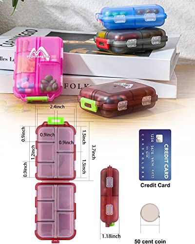 4PS Travel Pill Organizer with 164 Slice Labels,10 Compartments Travel Pill Box Portable Folding Small Pill Case Daily Pill Container Used for Carry Storage Medicine Organizer by M MUchengbao (Blue)