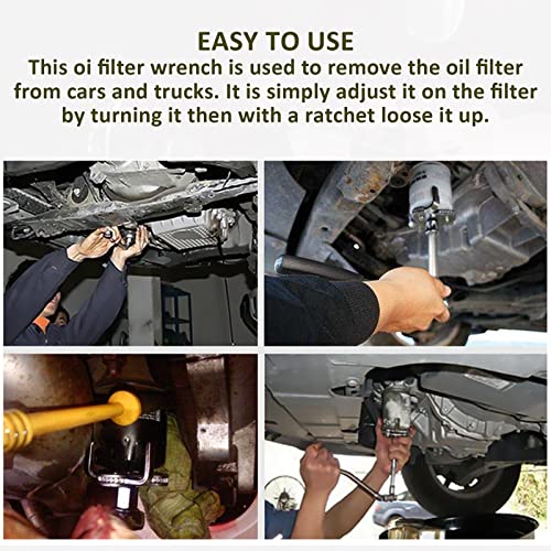 Universal Adjustable Oil Filter Wrench From 2-1/2" to 4.5" Wrench 3 Jaws Oil Filter Wrench Tool Set Remover Socket (Black)