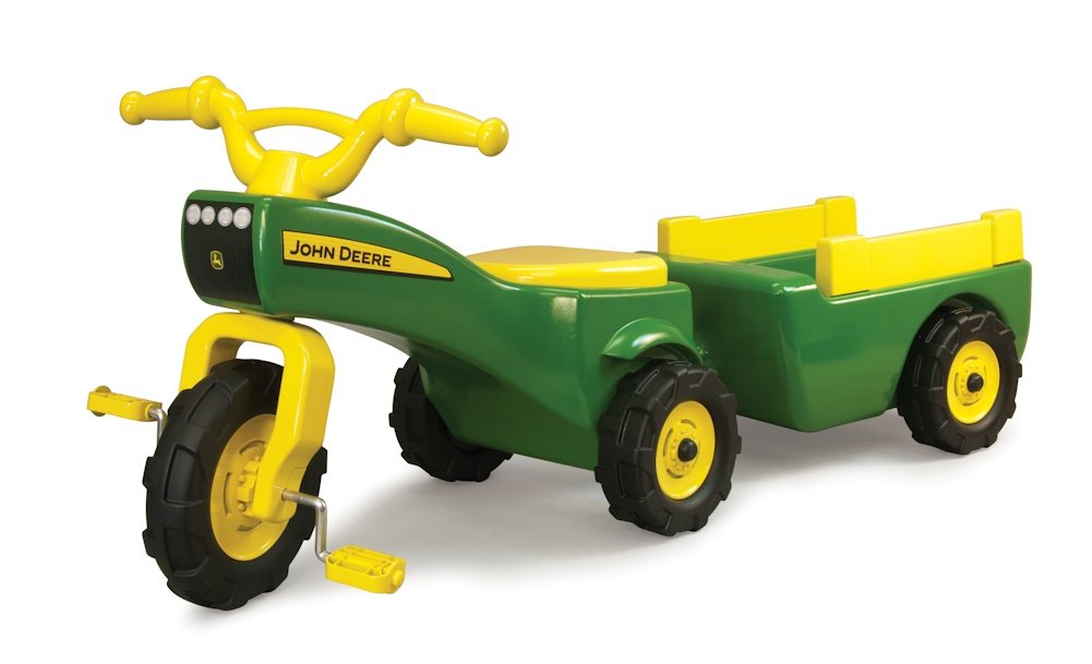 TOMY John Deere Pedal Tricycle and Wagon Set - John Deere Ride On Tractor for Kids - Officially Licensed John Deere Tractor Toys - 18 Months and Up, Green