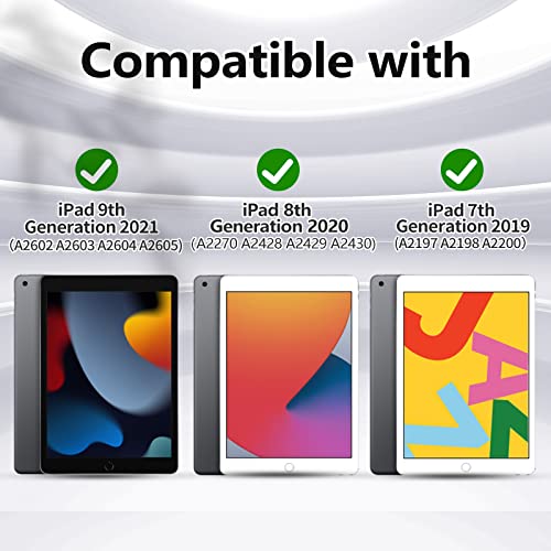 JKSML Case for iPad 9th Generation 2021/ iPad 8th Generation 2020/ iPad 7th Generation 2019, Protective Case with Pencil Holder for iPad 9/8/7, Case for iPad 10.2 Inch, Auto Sleep/Wake, Black