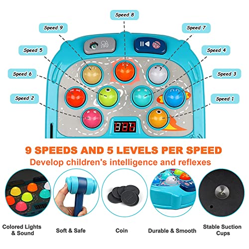 Whack Game Mole for Toddlers, Toys for 3-12 Year Old Boys and Girls, Pounding Game for Kids,Gifts for 3 4 5 6+ Year Old Boys, Interactive Educational Toy with Sound and Light,PK Mode with 2 Hammers
