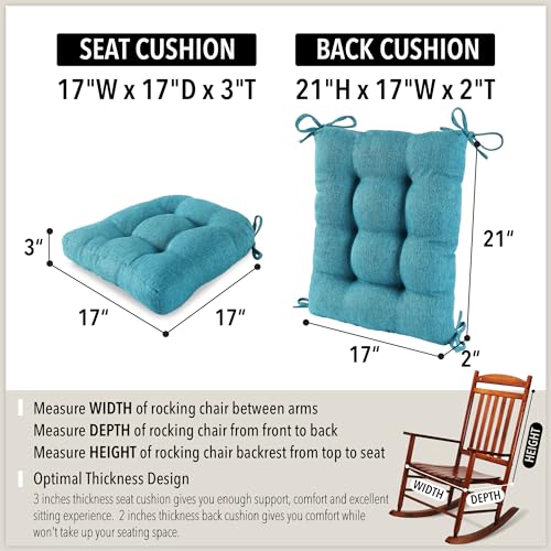 Tromlycs Indoor Rocking Chair Cushion for Rocking Chair Pads Back and Seat Sets with Ties 2 Piece Black