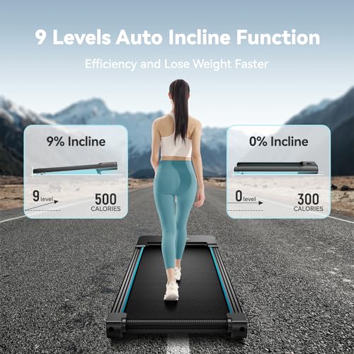 Walking Pad with Auto Incline, Under Desk Folding Treadmill with Remote Control and LED Display for Home Office, 2.5HP Portable Walking Jogging Running Machine, 300 LB Capacity