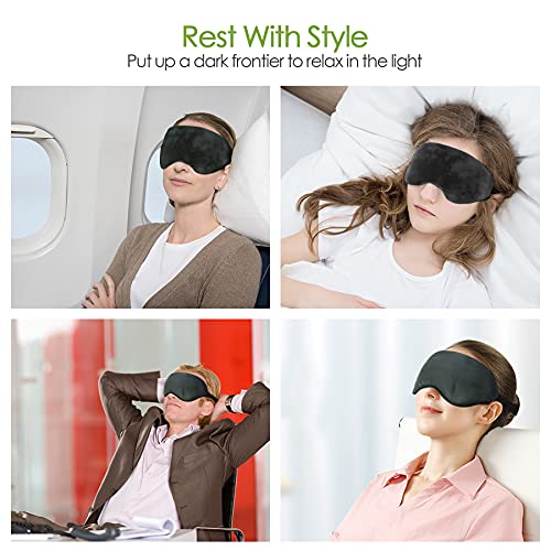 Sivio Weighted Eye Mask for Women & Men, Heatable and Freezable Weighted Eye Pillow with Silica Beads & Adjustable Strap, Soft Breathable Cotton Eye Cover for Sleeping Faster and Better, Black
