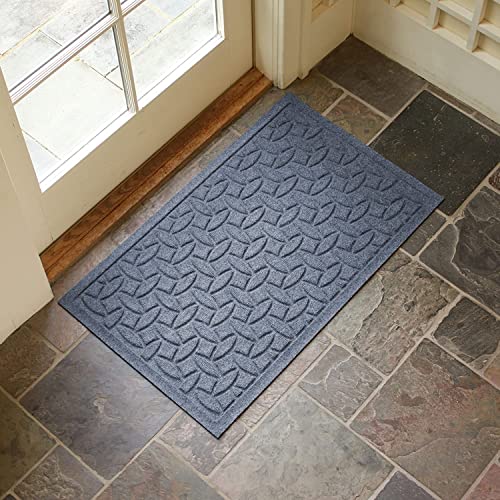 Bungalow Flooring Waterhog Door Mat, 2' x 3' Made in USA, Durable and Decorative Floor Covering, Skid Resistant, Indoor/Outdoor, Water-Trapping, Ellipse Collection, Bluestone