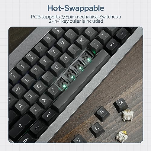 EPOMAKER Shadow-X Gasket Mechanical Keyboard, Hot-Swap 2.4ghz/Bluetooth/USB-C Wired Wireless Gaming Keyboard with Screen, 3000mAh Battery, Poron Foam (Black, Bluebird Switch)