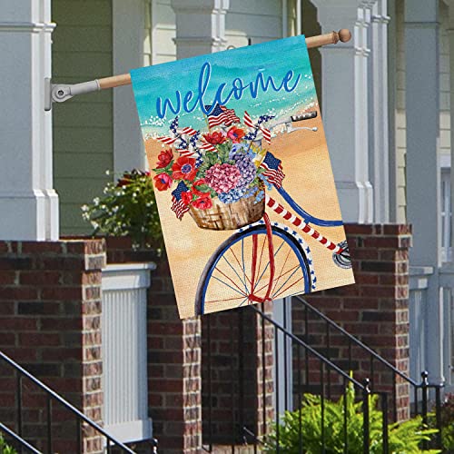 Smilyard Hello Summer Pineapple House Flag 28x40 Inch Double Sided Tropical Hawaii Pineapple Yellow Green Leaves Beach Outdoor Flags Garden Yard Lawn Farmhouse Decoration