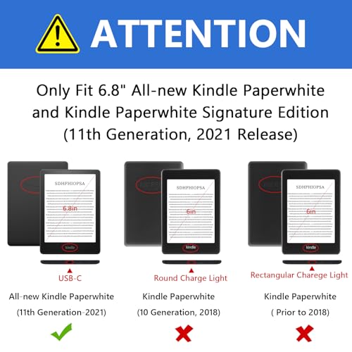 Case for Kindle Paperwhite - All New PU Leather Smart Cover with Auto Sleep Wake Feature for Kindle Paperwhite 11th Generation 6.8" and Kindle Paperwhite Signature Edition 2021 Released