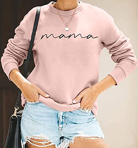 ASTANFY Mama Shirts Women Mama Letter Printed T-Shirt Mama Graphic Tee Casual Short Sleeve Tops Tee