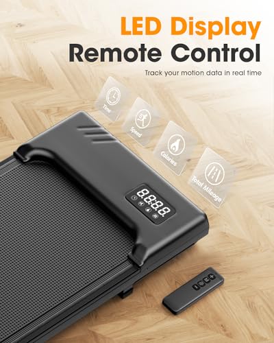 THAILE Walking Pad, Under Desk Treadmill 300+ lbs Capacity, 3 in 1 Portable Treadmill for Home, Office with LED Display, 2.5 HP Mini Treadmill for Small Spaces Black