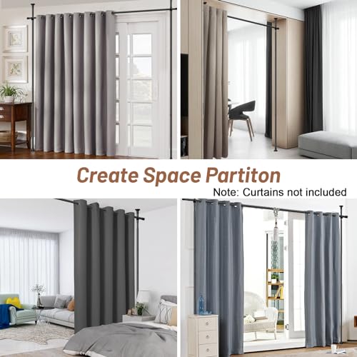 Room Divider Curtain Rod, No Drilling curtain divider for Room Separation, 48 to 72inches(W) 4-10ft (H) Adjustable hanging Room Divider Rod Stand, Floor to Ceiling Room Curtain Divider Black