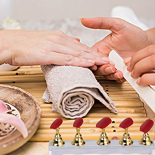 Etercycle Acrylic Nail Display Stand DIY Nail Crystal Holder Magnetic Practice Stands with Reusable Adhesive Putty Clay for False Nail Tip Manicure Tool (2 Black)