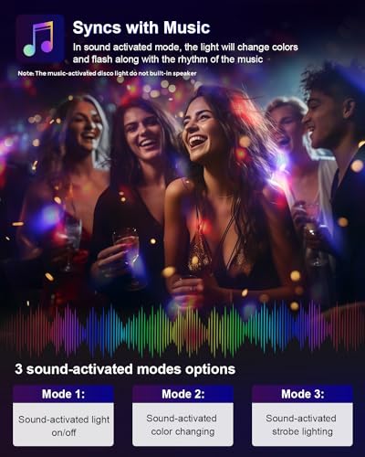 Luditek 2-Pack Sound Activated Party Lights with Remote Control Dj Lighting, Disco Ball Light, Strobe Lamp for Home Room Dance Parties Supplies Birthday Christmas Halloween Party Decorations