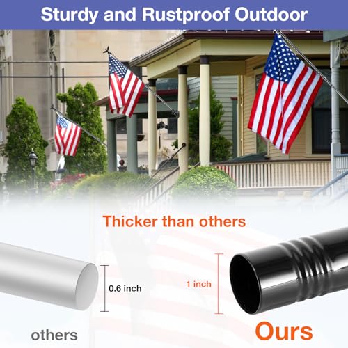 Flag Win 6FT Flag Pole Kit for House with Holder Bracket, Upgrade Stainless Steel Tangle Free Flagpole, Heavy Duty House Flag Pole Kit for 3x5 American Flag for Outside Porch,Outdoor,Boat (Black)
