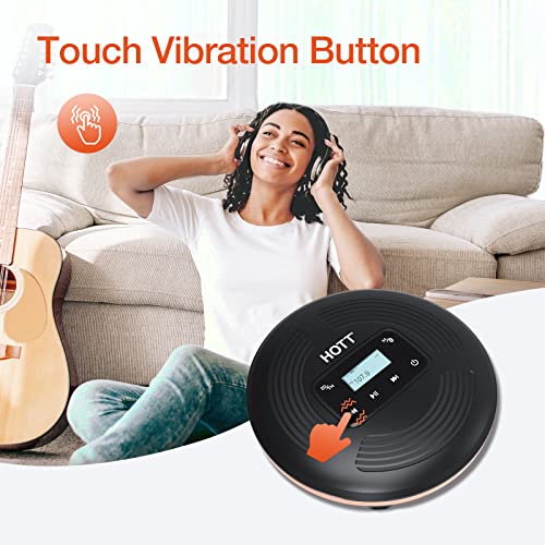 HOTT Portable CD Player with Bluetooth and FM Transmitter,Portable Walkman CD Player with Touch Buttons Backlight,Rechargeable Discman Player with AUX Cable,CD Player Shockproof for Car Home CD903TF
