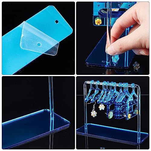 PH PandaHall 2 Set Acrylic Earring Holder, Coat Hanger Jewelry Display 60 Holes Dangle Earring Hanging Organizer Ear Studs Display Rack for Retail Show Personal Exhibition, 5.9x2.3x4.1inch