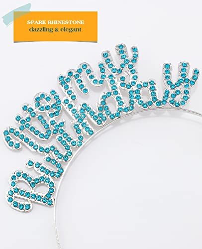 ACO-UINT Birthday Crown for Girls, Cute Birthday Sash & Birthday Tiara for Women Set, Sweet Birthday Headband Birthday Decorations It's My Birthday Headband Birthday Gifts for Women (Champagne)