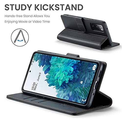 FLIPALM Wallet Case for Samsung Galaxy S20 FE 5G, RFID Blocking Credit Card Holder, PU Leather Folio Flip Kickstand Protective Shockproof Cover for Samsung S20 FE (Black)