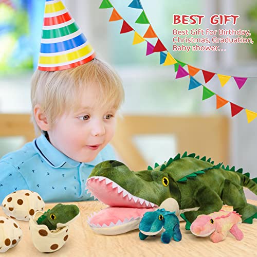 MorisMos 6 PCS Giant Snake Stuffed Animals Mommy with 3 Babies & 2 Eggs,55" Mama Stuffed Snake Toy for Kid Girl Boy,Realistic Blue Anaconda Toy,Colorful Baby Python Toys for Jungle-Themed Party Decor