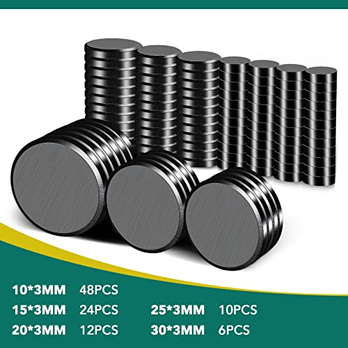 TRYMAG Magnets for Crafts, 5 Different Size, 100Pcs Strong Ceramic Magnets with Adhesive Backing for Crafts, Small Round Magnets Flat Ferrite Craft Circle Magnets for Refrigerator, Button, Hobbies