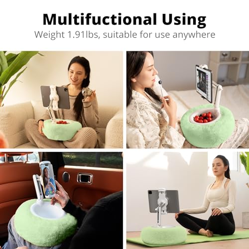 SupeDesk Tablet Pillow Stand for Reading, Adjustable Tablet Pillow Stand for Lap with Detachable Bowl, Fits 4.7"-13" Kindle/Phones/Tablets, Watch Videos, Stream Media, Green