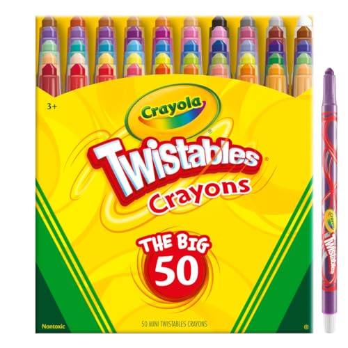 Crayola Mini Twistables Crayons (50ct), Kids Art Supplies for Back to School, Coloring Set, Toddler Crayons for Coloring Books