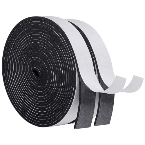 MAGZO Weather Stripping Door Seal, 1/4 Inch Wide X 1/4 Inch Thick Adhesive Foam Tape Soundproof Weatherstripping for Windows, 3 Rolls Total 29.4FT Black