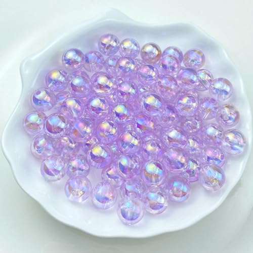 Tingoons 300 PCS 8mm Acrylic Round Beads Clear AB Colors Bubble Spacer Beads Loose Craft Beads for DIY Jewelry Making Bracelet Necklace Earring Ornament Wind Chimes Key Chains(Sapphire AB)