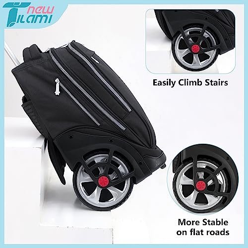 NEW TILAMI Rolling Backpack 19 inch Teens Rolling Backpack Cute Wheeled Computer Laptop Backpack Bookbag Roller Travel Bag College with Sneakers Bag, Yellow Graffit
