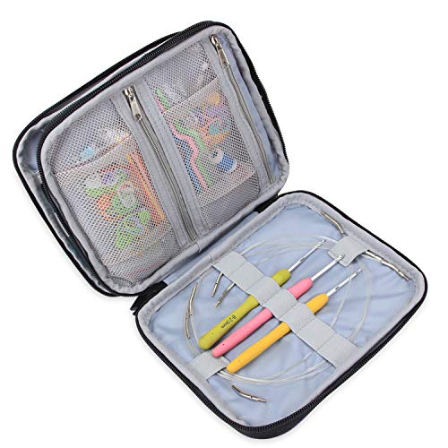 Teamoy Organizer Case for Interchangeable Circular Knitting Needles, Crochet hooks and Knitting Accessories, Keep All in Place and Easy to Carry, Blue (No Accessories Included)