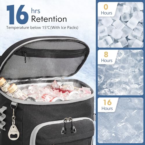 Cooler Backpack, 33 Cans Backpack Cooler Insulated Leak Proof, Portable Lightweight Beach Camping Picnic Thermal Backpack, Soft Ice Chest Cooling Bag Lunch Backpack for Men Women