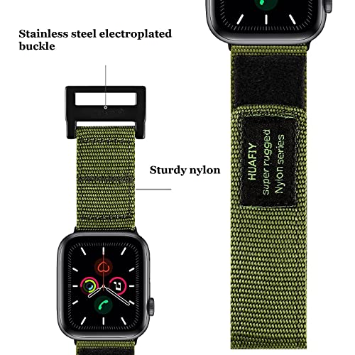 MTRRISE Compatible with Apple Watch band 38mm/40mm/41mm/42mm/44mm/45mm49mm, nylon sports bracelet for Apple Watch strap, Velcro design for iWatch strap series 8/7/6/5/4/3/2/1, SE,ultra,Army Green
