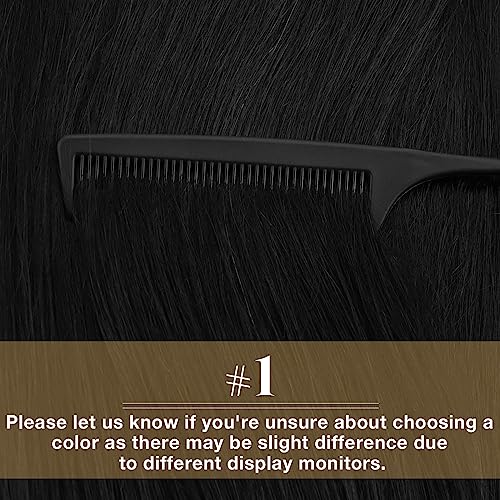 Ve Sunny Tape in Hair Extensions Black Tape in Real Human Hair Extensions #1 Jet Black Tape ins Extensions Human Hair for Girls Black Hair Extensions Silky Straight 20pcs 50g 14inch
