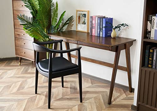 Forsho Kennedy Armchair Upholstered Dining Chair, Presidential Mid-Century Modern Accent Chair in Black