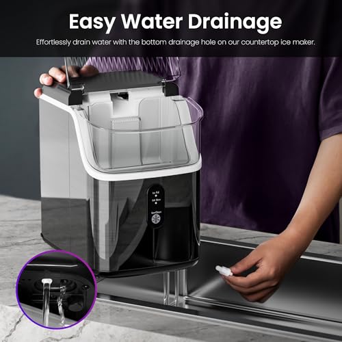 Nugget Ice Makers Countertop, 35Lbs/24H Portable Ice Maker Machine with Chewable Ice, Sonic Ice Makers Countertop with Self-Cleaning Function/Ice Scoop/and Ice Basket for Home & Kitchen(Silver)