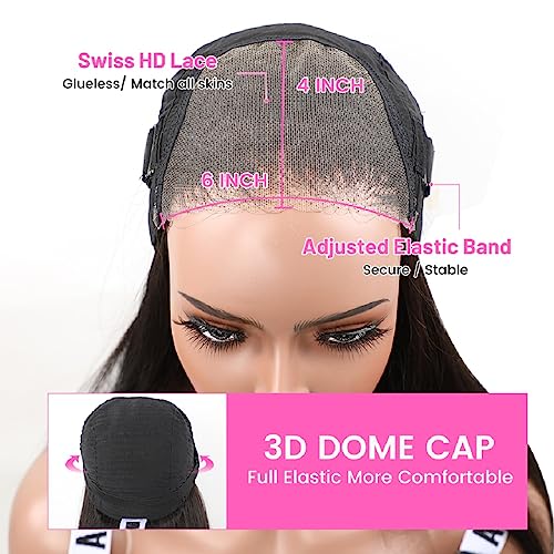 BLY 6x4 HD Lace Glueless Bob Wig Human Hair Ready to Wear and Go Short Bob Lace Pre Cut Wig Deep Wave Hair 10 Inch for Women Pre Plucked Natural Black Color Wet and Wavy