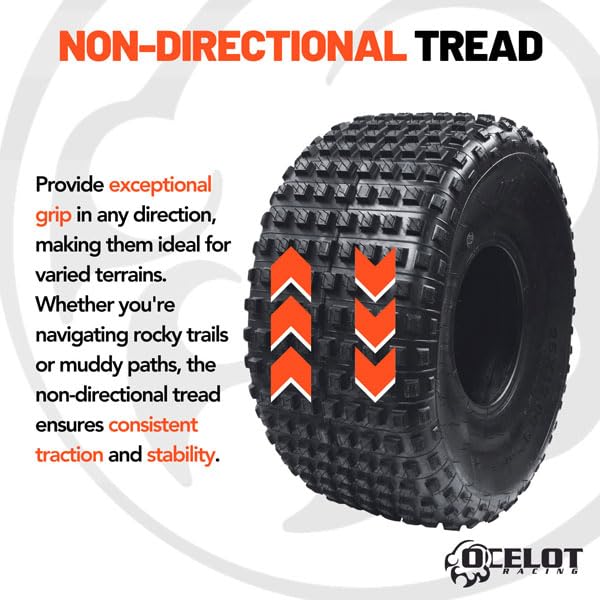 Ocelot 25x12x9 ATV/UTV Tire with Non-Directional Tread, Self-Cleaning Lug Design, Great Flotation - 25-Inch