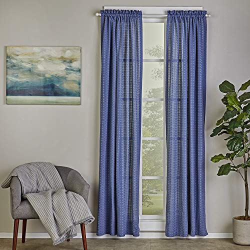 SKL Home Hopscotch Window Curtain, 36" (L) Tier Pair, Denim