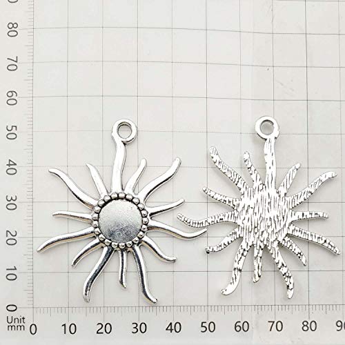 10PCS Sun Blank Round Pendant Trays, Fit 12mm Cabochon, Base Setting Bezel Frame Cameo (C5121)