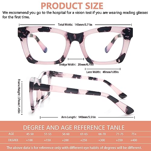 SIGVAN 6 Pack Oprah Style Reading Glasses Blue Light Blocking Square Computer Spring Hinge Readers for Women (6 Mix-5, 3.5, multiplier_x)