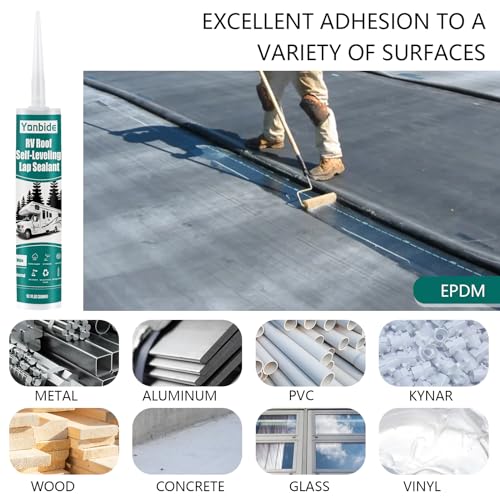 RV Roof Sealant,RV Silicone Sealant White, RV Self Leveling Lap Sealant, RV Caulking for Trailers, Motorhomes, Campers with Reliable and Long-Lasting Waterproof Sealing(4 Pack)