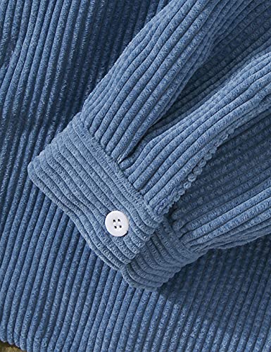 UANEO Mens Shacket Patchwork Long Sleeve Button Down Corduroy Shirts for Men (ArmyGreen-S)
