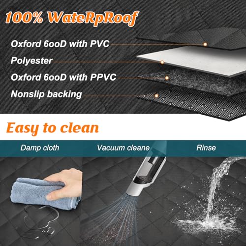 HEELE Back Seat Extender for Dogs, Hard Bottom Car Seat Cover with Mesh Window and Pocket for Traveling and Camping with Pets, Dog Hammock for Car Waterproof and Nonslip, Suitable for Car SUV