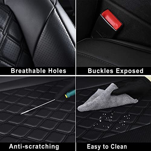 Huidasource Custom Fit RAV4 Front Car Seat Covers, Leather Seat Cushion Cover Accessories Fit for 2019-2024 Toyota Rav4 XLE LE XLE Premium Limited(Not for Hybrid/Adventure/TRD Off-Road/Prime, Black)